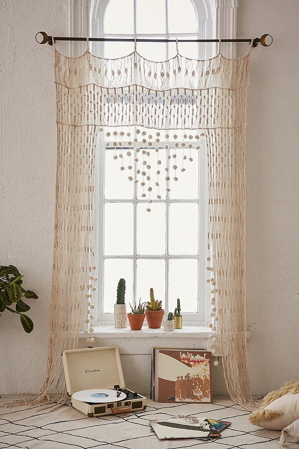 crochet bohemian bedroom curtain idea