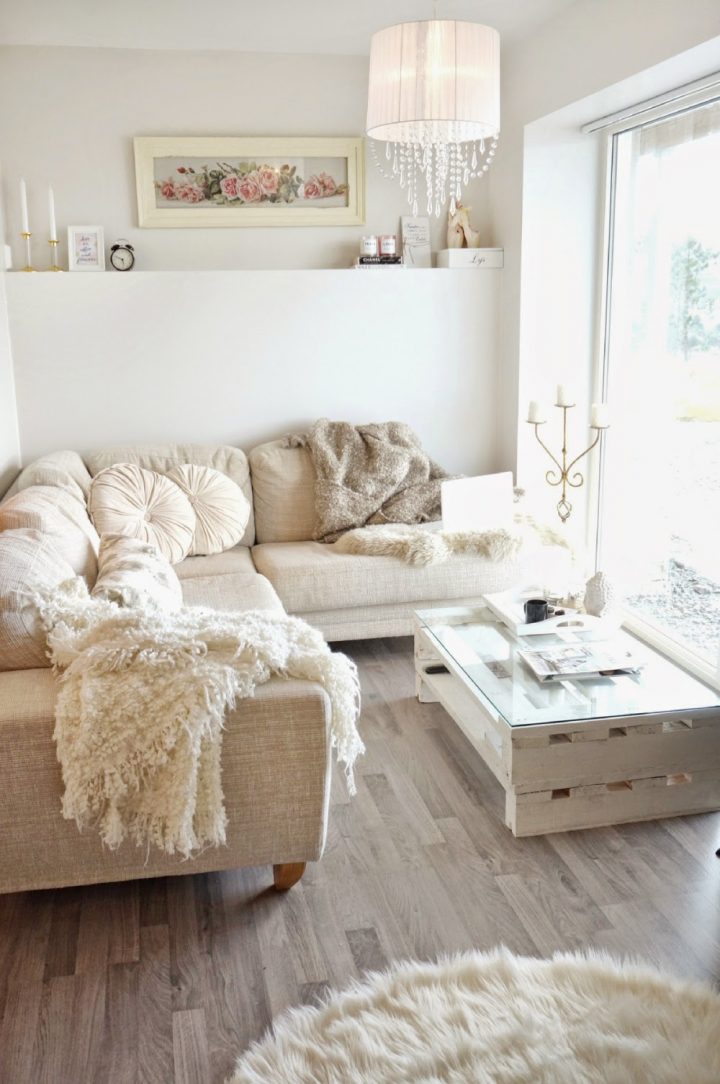 living room with white walls