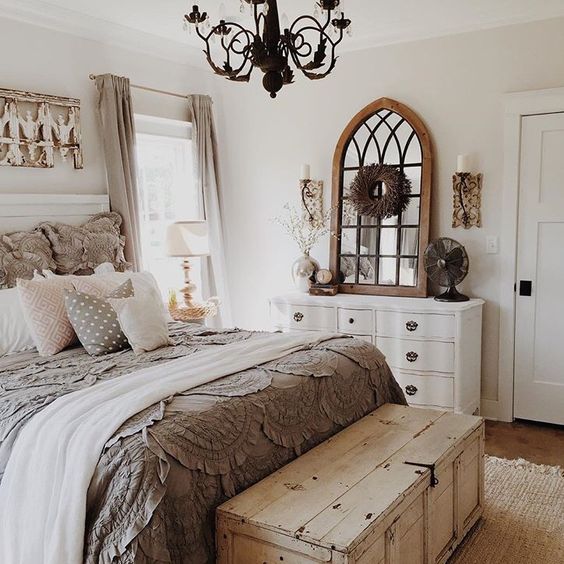 gray country elegant bedroom decorating idea