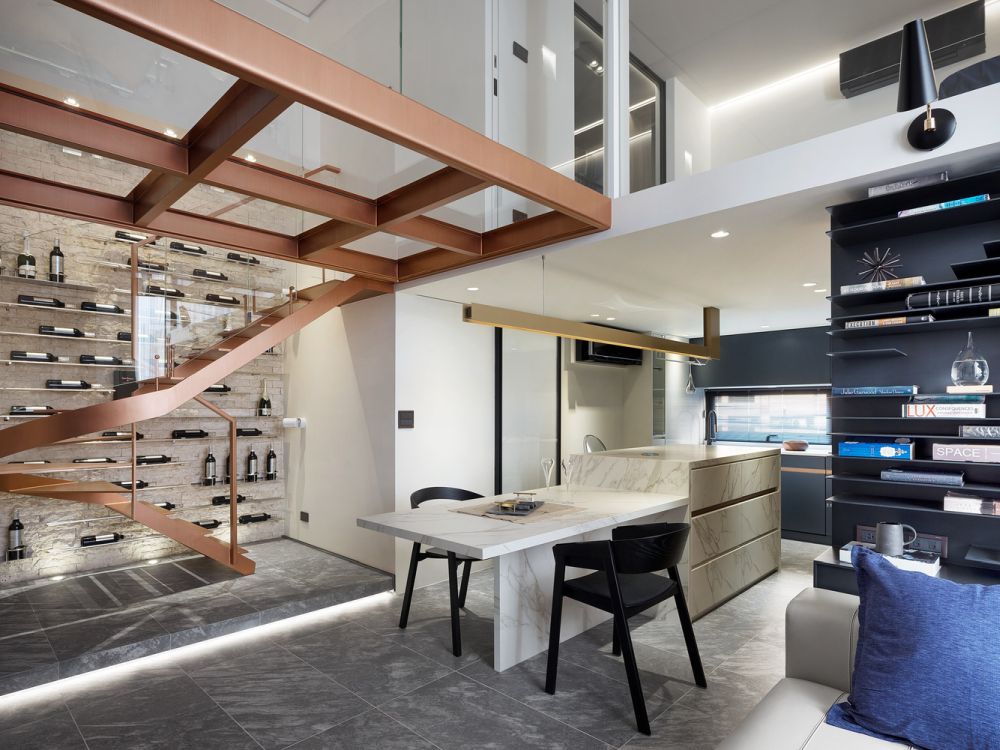 This is a wonderful example of how a high ceiling can make up for a small footprint