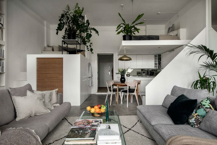 small Scandinavian loft interior design idea 10