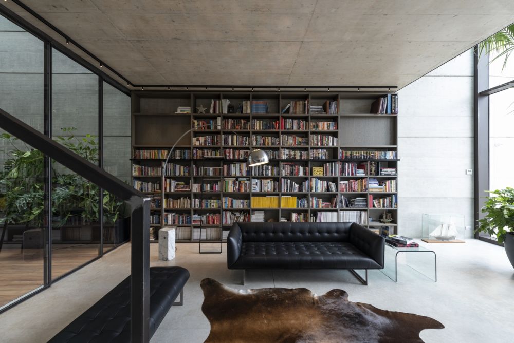 The main living space is situated on the first floor of this four-storey concrete house