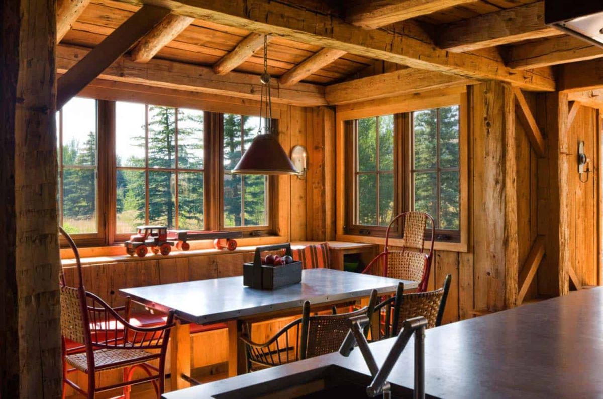 The spaces are furnished and decorated with a selection of rustic and industrial pieces