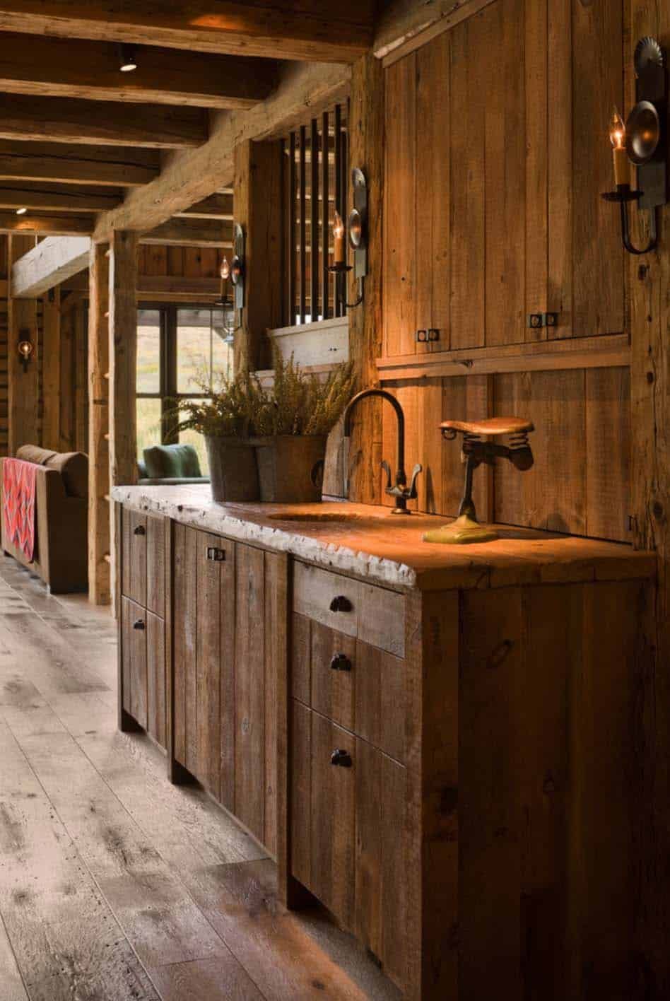 The kitchen is an open space with only the basic furnishings and fixtures and none of the typical modern elements