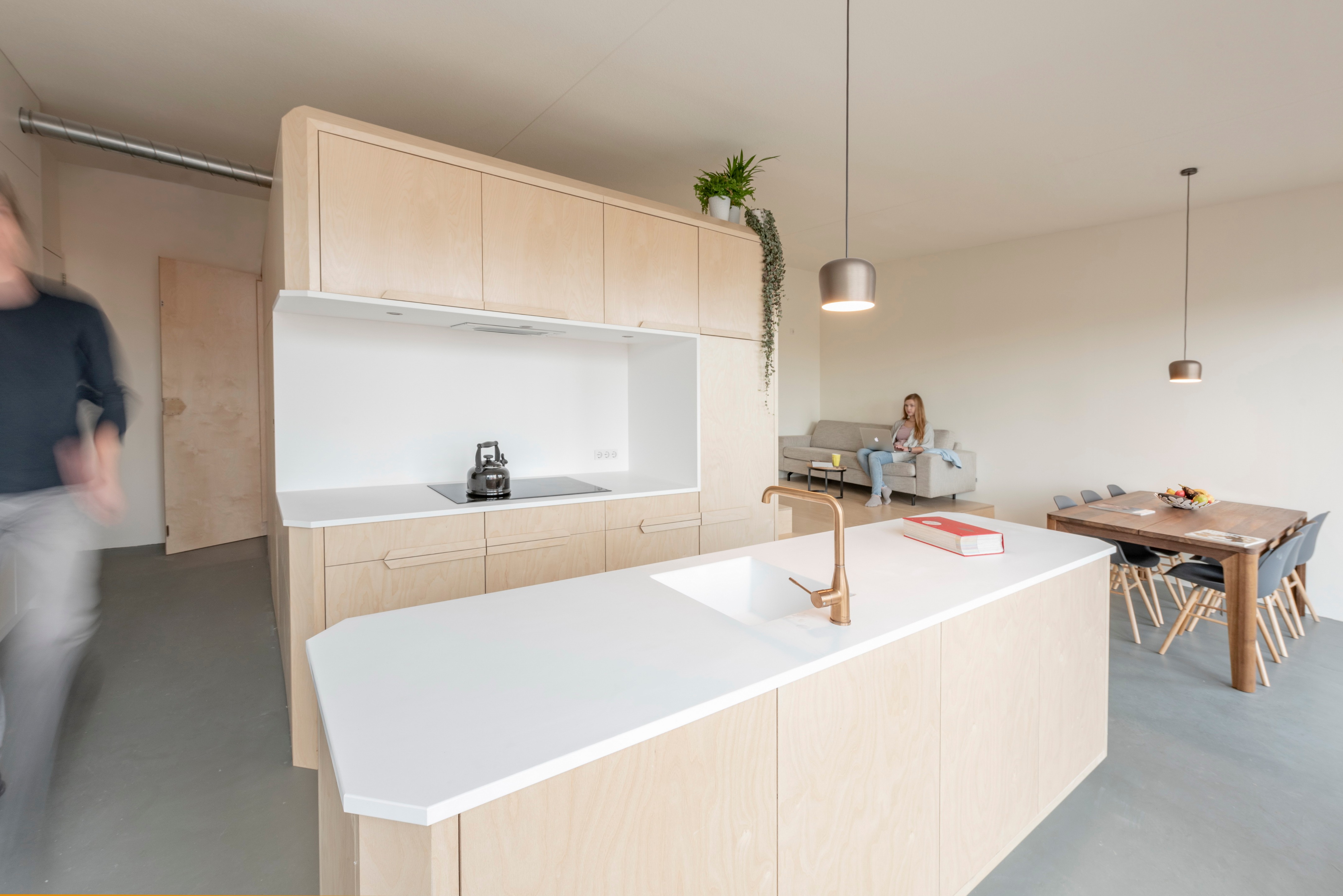 With the bedroom cleverly hidden, the rest of the apartment is just a spacious living area