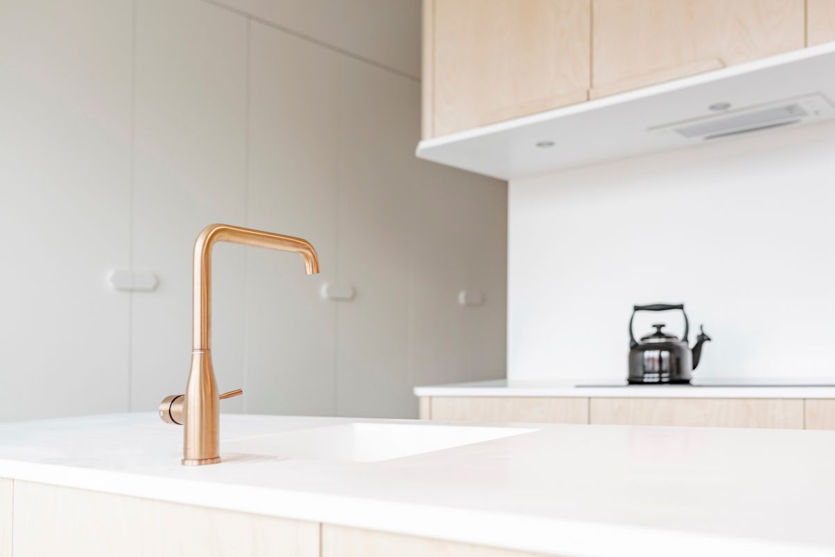 Although the palette of colors and materials is small and limited mostly to neutrals, the apartment has a lot of character