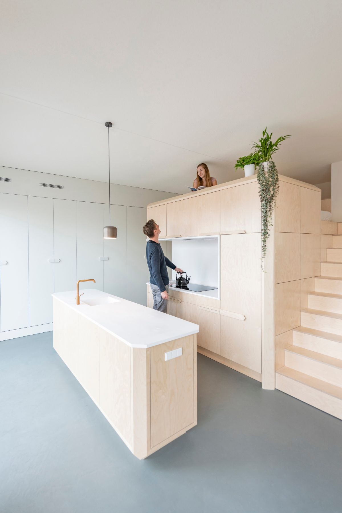 Even though the sleeping area is practically on top of the kitchen, it has a lot of privacy