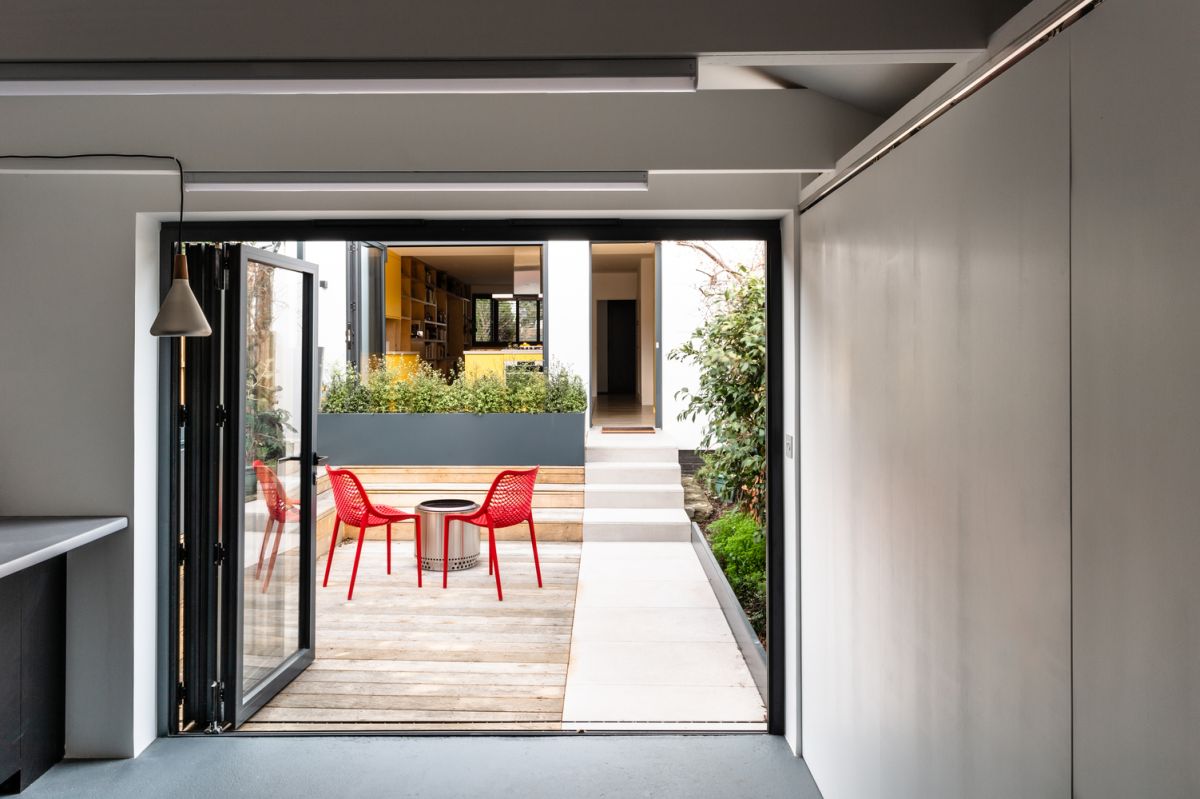The existing outbuilding was preserved and turned into what is now a separate home office