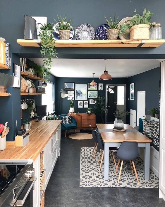 navy kitchen wall color trend