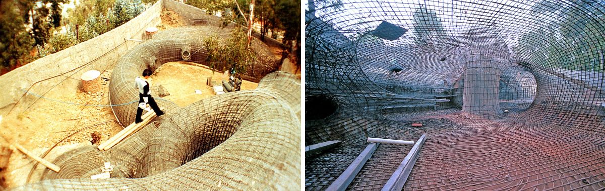 The entire ground had to be shaped using a metal installation with concrete then poured over it