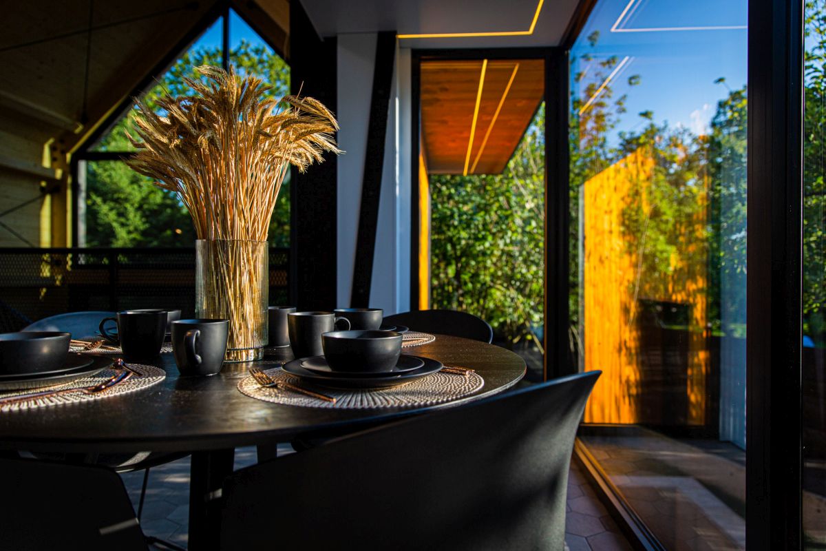 The resort houses are designed to celebrate the natural scenery, hence the subdued color palette