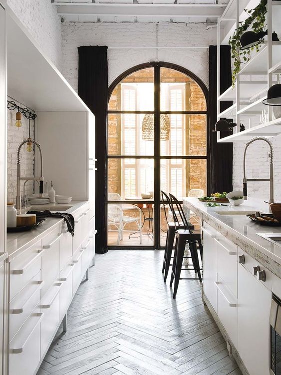 small all white galley kitchen idea
