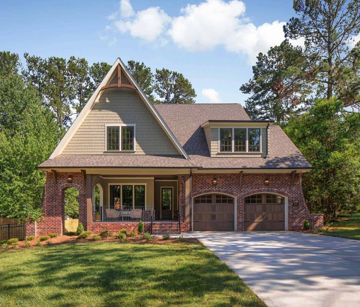 The house has brick walls on the outside and a classic pitched roof structure