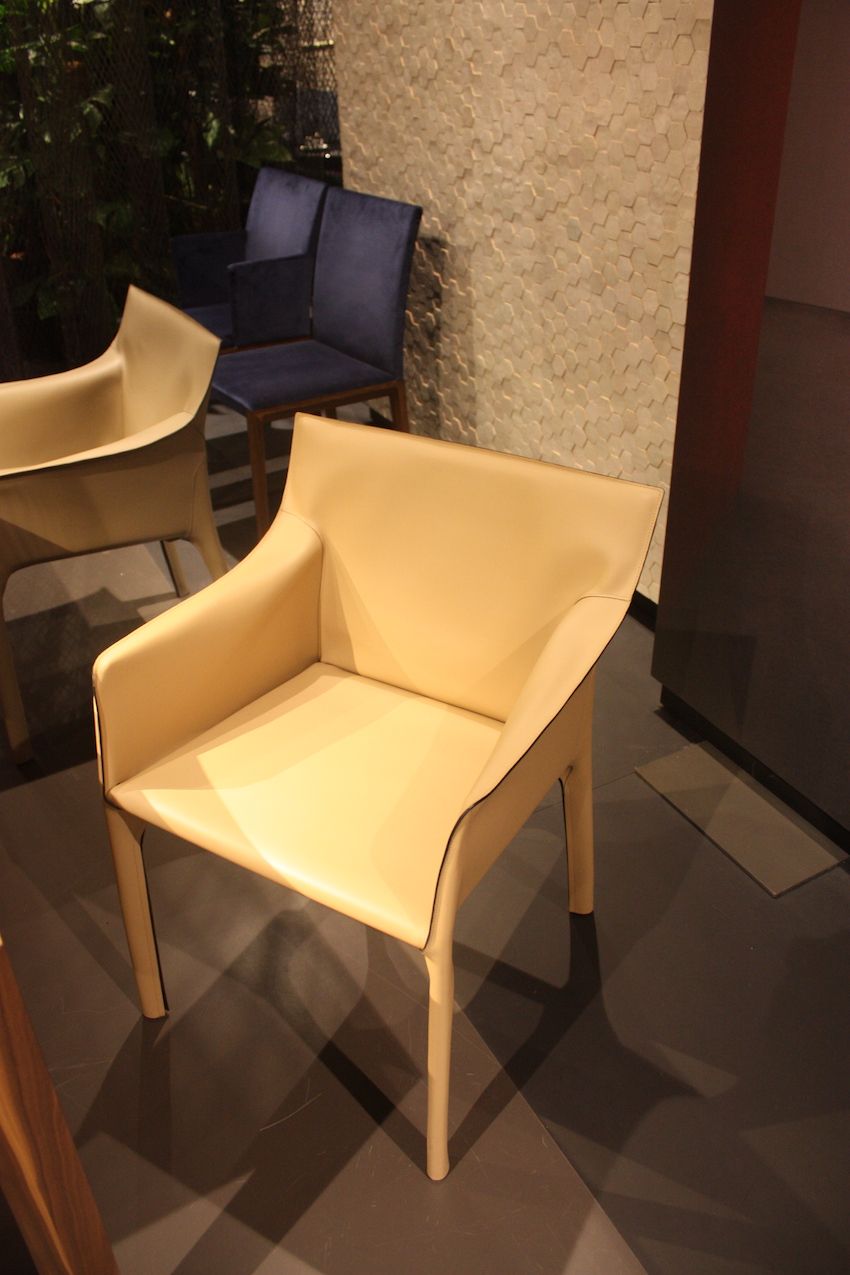 Knoll has these stylish leather dining chairs.