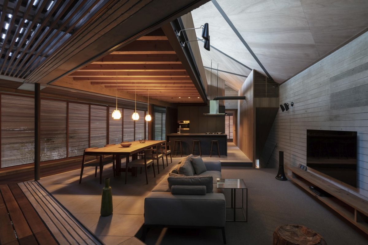 Inside the house looks and feels very warm and inviting while maintaining an eclectic style
