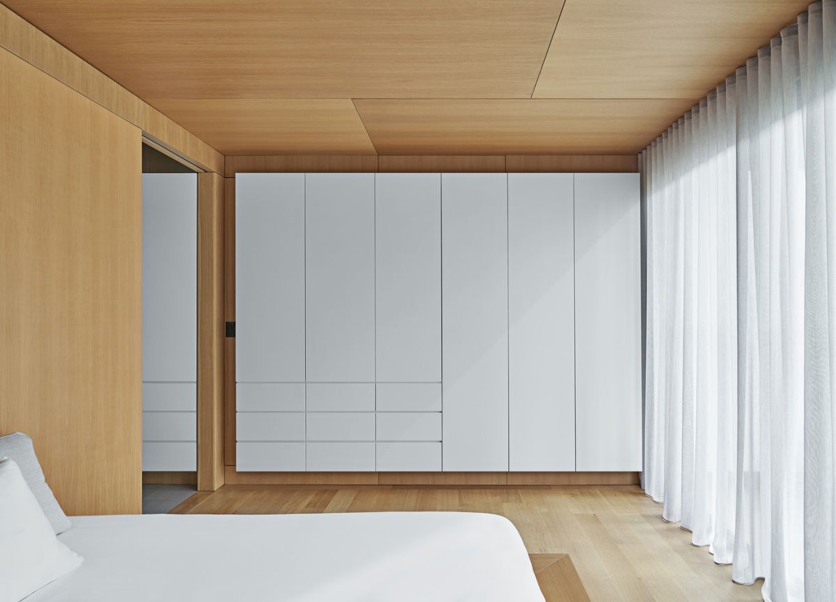 The sleeping area is clad in steel and lined with wood and looks very clean and simple