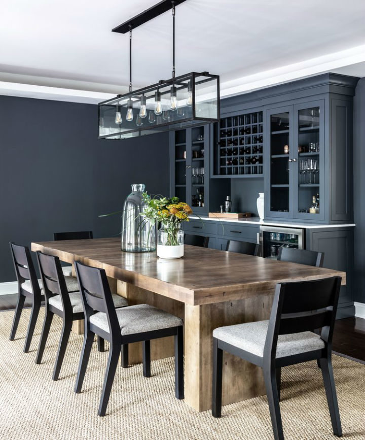 timeless dining room with dark wall