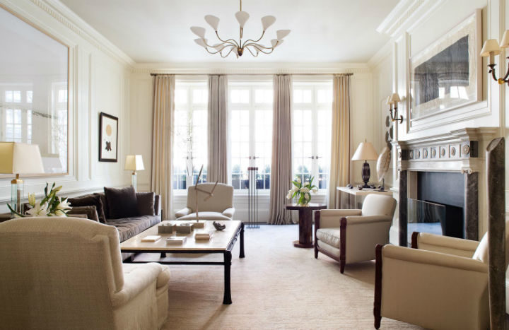 traditional beige living room idea