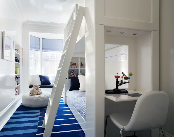 modern white bunk room