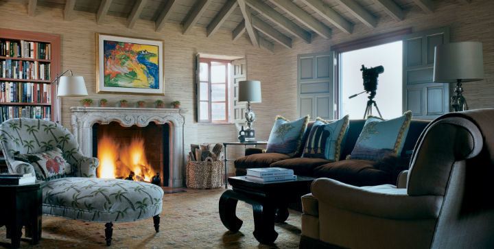cozy traditional living room with fireplace