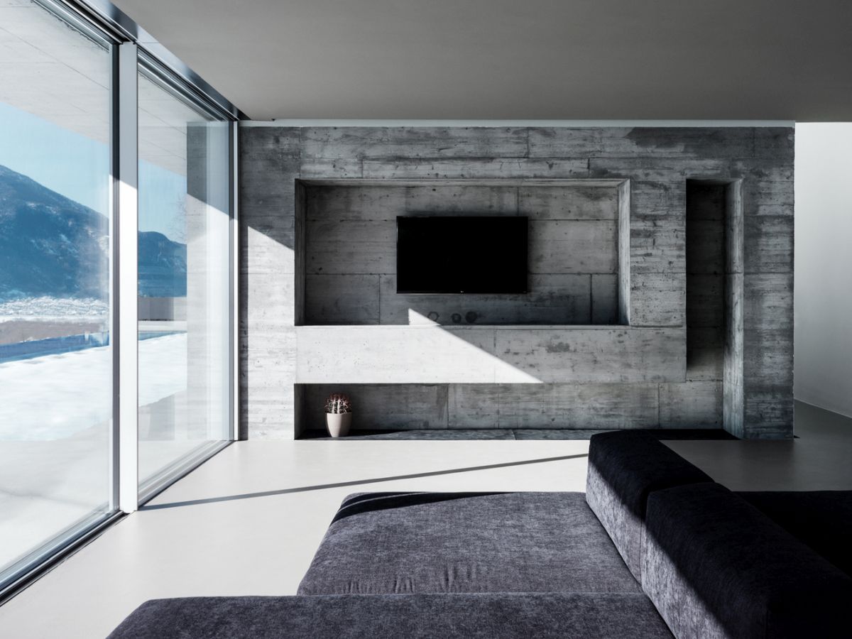 The palette of materials and finishes is reduced to very few options paired with neutral colors