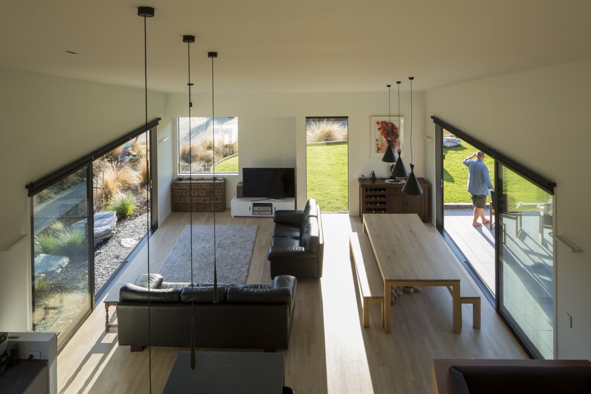 The pitched roof allowed a sma;; mezzanine area to be added to the social pavilion