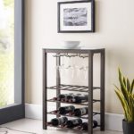 Calhan Free Standing Wine Rack Storage Table with Glass Holder