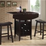 Modern Drop-Leaf Pub Set with Wine Rack