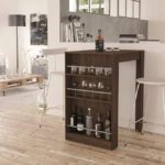 Stylish Bar Table with Wine Storage Dark Brown