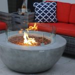 Modern Concrete Fire Pit Table Bowl with glass