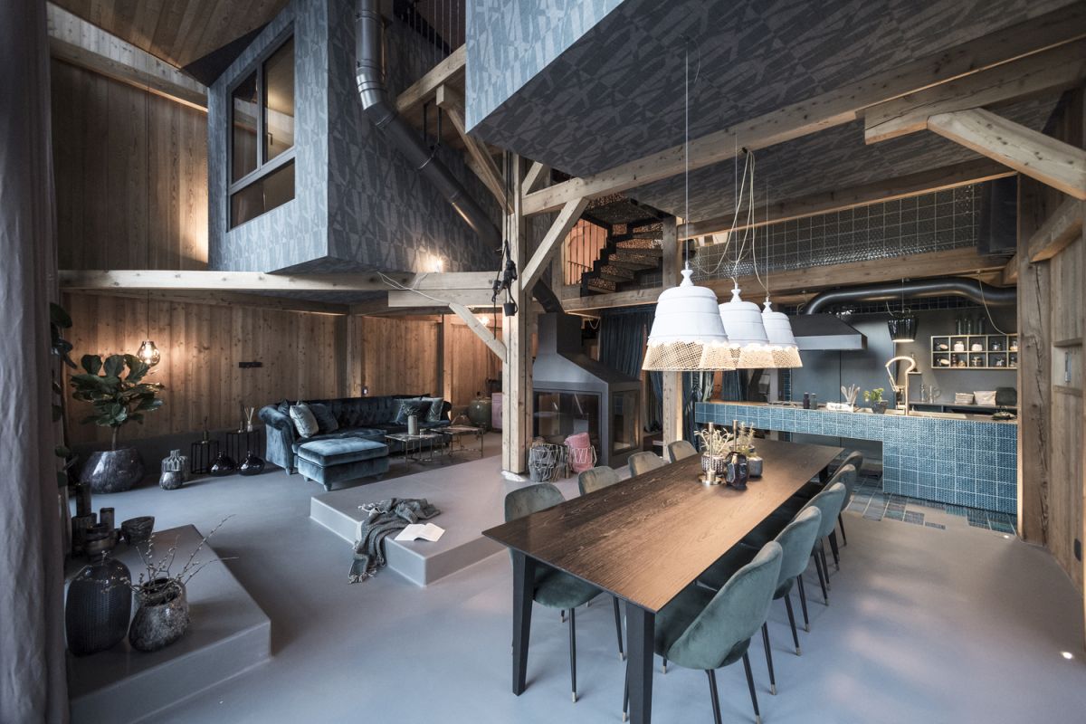 The ground floor incorporates a few double-height spaces which give it a very airy feel overall