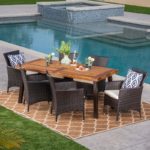 7-Piece Acacia Wood and Wicker Dining Set