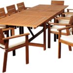 Extendable Eucalyptus 11 Piece Patio Dining Set