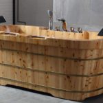 Free Standing Cedar Wooden Bathtub