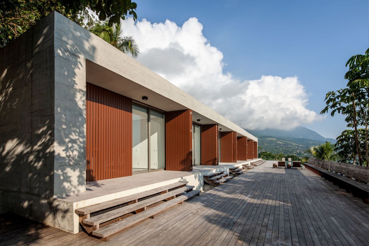 Concrete, wood and glass are the three main materials used throughout this entire project