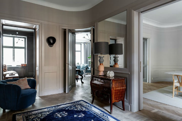 Scandinavian home decor with light grey walls