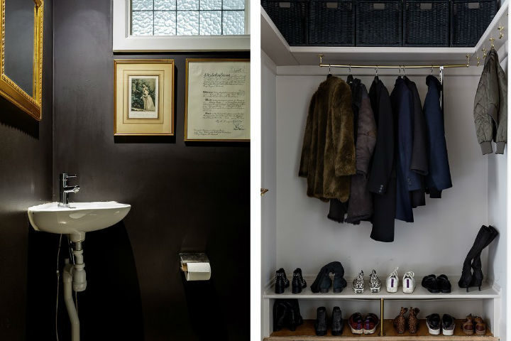 tiny Scandinavian black bathroom design
