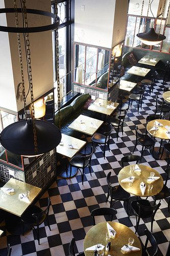 French bistro black and white flooring