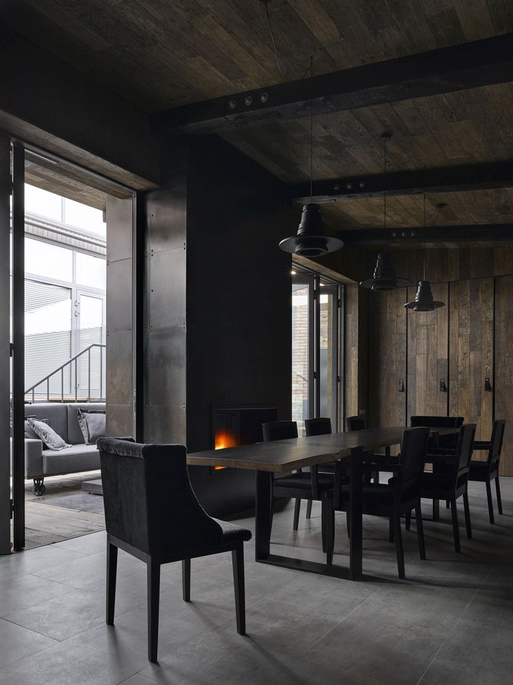 The subdued palette of colors and finishes gives this summer kitchen lots of character and a unique identity