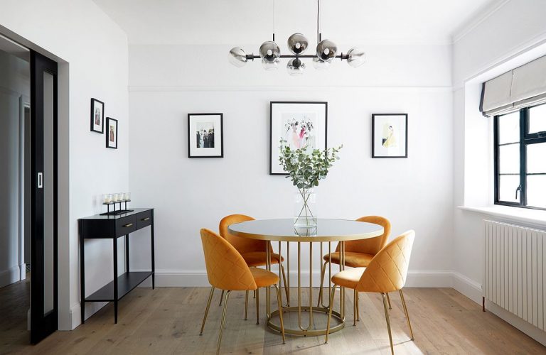 Black, White and Brilliant Pops of Yellow Revitalize Old Epsom Apartment