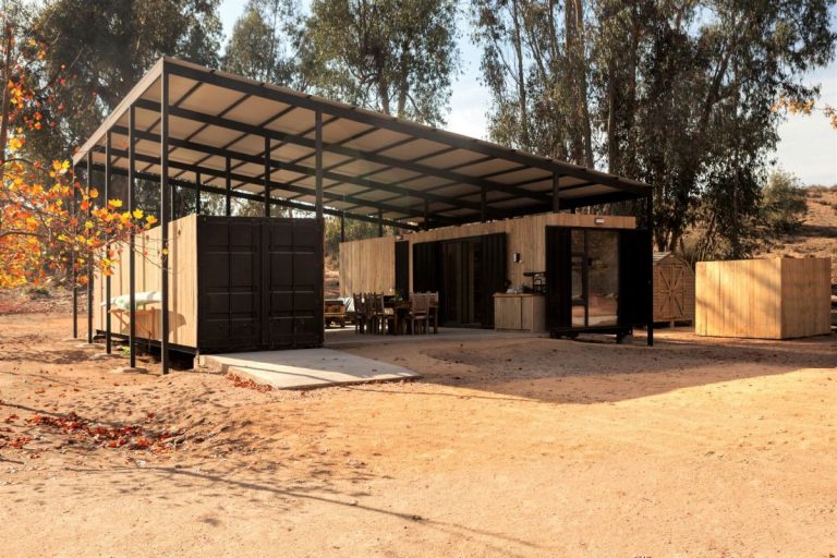 Multipurpose Container House With A Sleek Floating Roof