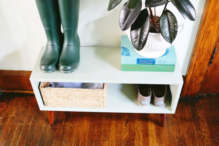 DIY Mid Century Modern Inspired Entryway Shoe Rack