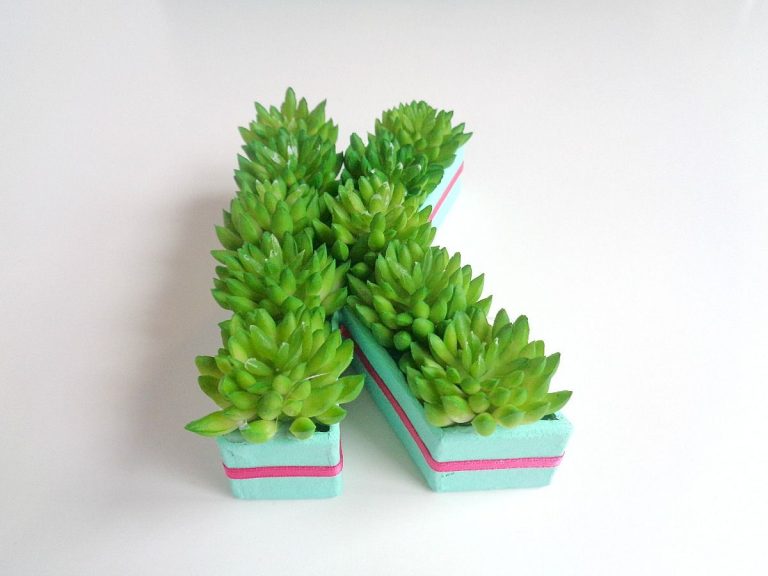 DIY Mini Monogram Fake Plant Decor